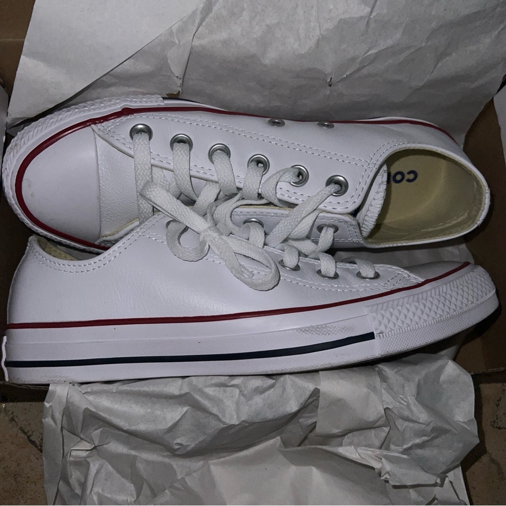 Converse white leather low top